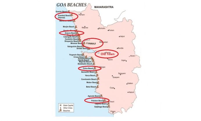 Goa Gezilecek Yerlerin Haritası